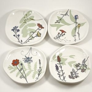 Transpac's Cottage Collection Pressed Wildflower Floral Plate Set of 4